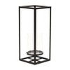 HomeRoots 16" Black And Clear Metal And Glass Tabletop Candle Holder - 4 of 4