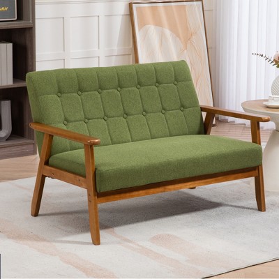 MOONMISS Mid-Century Modern Solid Loveseat Settees Upholstered Linen Loveseat,2 Seater Cushioned Couch for Small Spaces