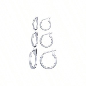 Sterling Silver Hoop Earrings, High Polished Tiny Click - Top Piercing Earrings - 1 of 4
