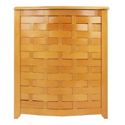Natural Woven Wood Laundry Hamper with Lid and Handles