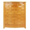 Oceanstar Natural Finished Bowed Front Veneer Laundry Wood Hamper with Interior Bag - 3 of 4