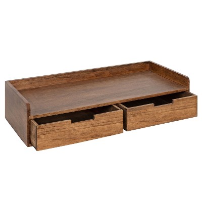 Rustic Farmhouse Medium Brown Wood Floating Console with Storage
