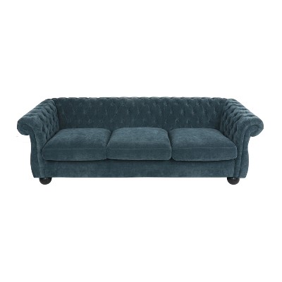 NicBex 83.25"Modular Sectional Sofa Couch with Tufted Back U-Style 3-Seater Sofa with Soft Cushion and Wood Legs for Living Room,Apartment,Blue