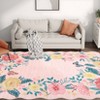Modern Washable Area Rug, Soft Floral Floor Cover with Non Slip Backing, Low Pile Stain Resistant Floor Carpet for Living Room - 2 of 4