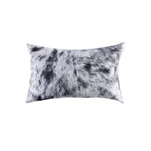 18" X 18" X 5" Salt And Pepper Black And White Cowhide  Pillow - 1 of 4
