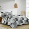 3 - Piece Queen Quilt Set, Lightweight Gray Patchwork Bedspread, 90x90 Inches with 2 Pillow Shams - 2 of 4