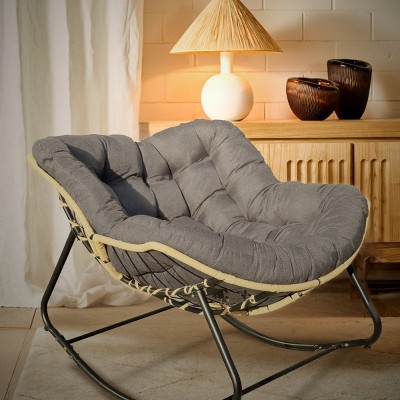 Patio Egg Rocking Chair,Chaise Rocking Chair,Rattan Wicker Lounge Chair,Outdoor Rocking Chair -Maison Boucle