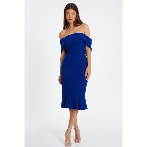 Bardot Midi Dress With Frilled Hem - 1 of 4