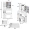 Makeup Vanity Desk with Mirror and Light, Makeup Vanity Table with Stool, Dressing Table with Drawers & Open Storage for Small Space White - 3 of 4