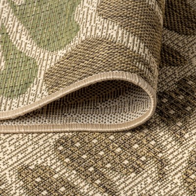 Zinnia Sage and Brown Floral Flatweave Indoor/Outdoor Rug