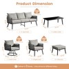 XIZZI Outdoor Woven Sling Sofa 6-Piece Set with Rotating Chair, Water-Resistant Fabric, Modern Patio Furniture - Black/Dark Gray/Light Gray - 3 of 4