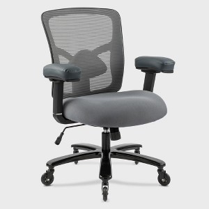 400 lb Big & Tall Mesh Chair: Wide Seat, Lumbar Support, High Back Executive Swivel for Heavy People - 1 of 4