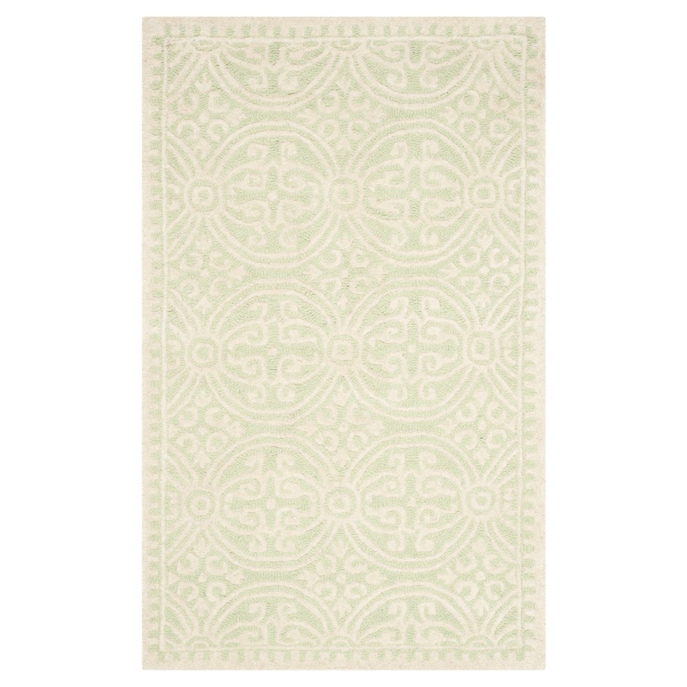 Light Green/Ivory Geometric Tufted Accent Rug 3'x5' - Safavieh