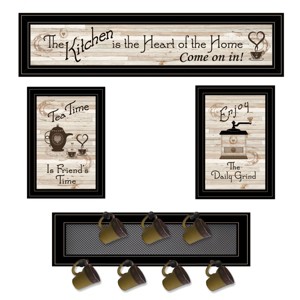 "Kitchen Collection IV" 4-Piece Vignette with 1-(7Pegs) Mug Rack, Black Frame - 1 of 1
