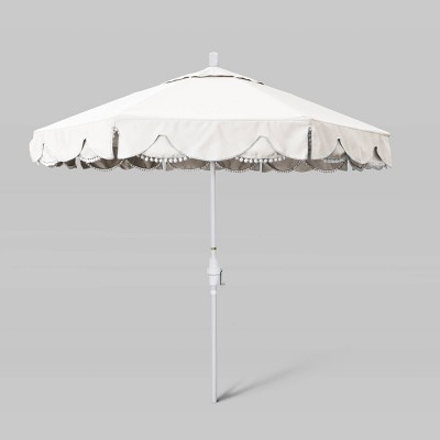 9' Sunbrella Coronado Base and Fiberglass Ribs Market Patio Umbrella - White Pole - California Umbrella