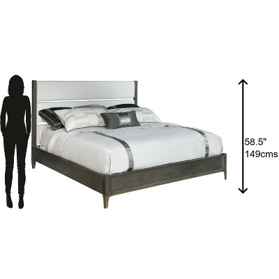 Edgewater King Size Brown and White Linen Upholstered Bed