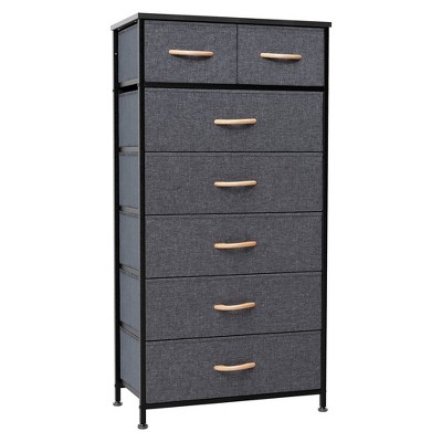Crestlive Products 7 Drawers Vertical Dresser for Bedroom Storage Tower with Sturdy Steel Frame Wood Top Easy Pull Fabric Bins Handles
