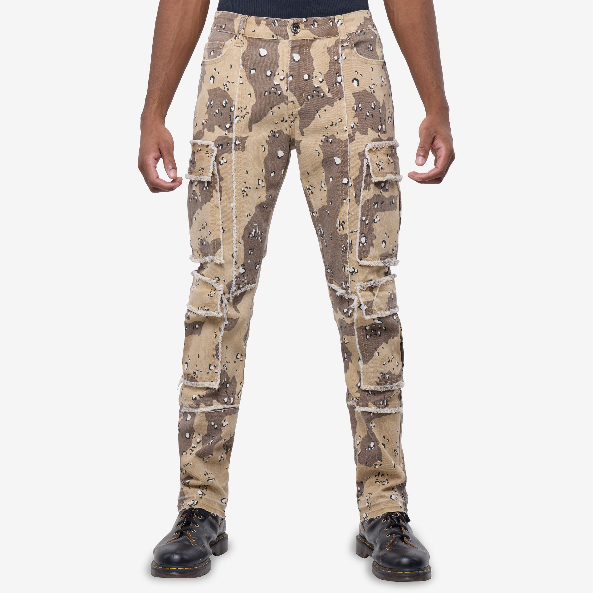 RAW X Men's Multi Cargo Pocket Denim Pants in DESERT CAMO Size 40X32
