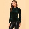 INSPIRE CHIC Women's Metallic Shiny Dots Ruffle Neck Long Sleeve Vintage Velvet Blouse - 2 of 4