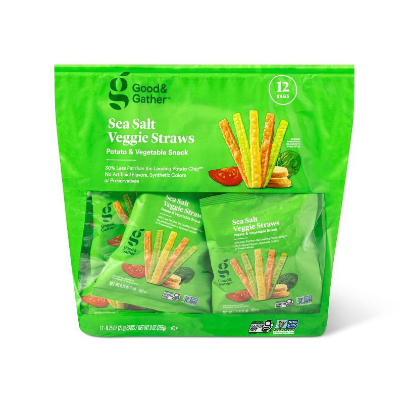 Sea Salt Veggie Straws Potato &#38; Vegetable Snack Multipack - 12ct/.75oz - Good &#38; Gather&#8482;, 1 of 6
