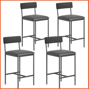 Bar Stools Set of 4, 37 Inch Barstools With Metal Legs PU Seats Chairs - 1 of 4