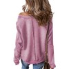 Amaryllis Women’s Long Sleeve Textured Waffle Knit Patchwork Pullover Contrast Washed Casual Fit Raw Hem - 2 of 4