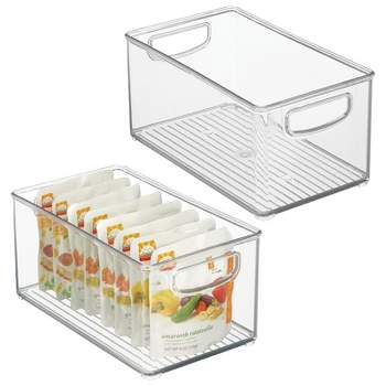mDesign Small Plastic Kitchen Storage Divided Bin for Child/Kids Supplies -  3 Compartments to Organize Baby Food Jars, Pouches, Bottles, Sippy Cups