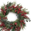 Mixed Pine Berry and Ornament Wreath 24"D - 2 of 2