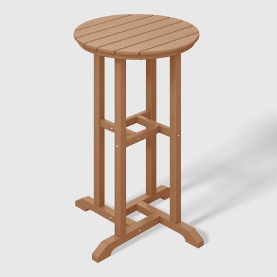 Teak Brown HDPE Outdoor Counter Height Bistro Table