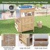NicBex Outdoor Kitchen Island with Steel Top & Storage Rack,Solid Wood Grill Cart with Lockable Wheels,Outside Storage Cabinet Dining Table - 3 of 4