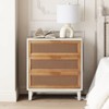 JIONJOY Artisan Distressed Nightstand - Fully Assembled Rattan & Wood 3-Drawer Dresser - 2 of 4