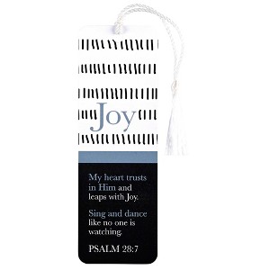 Dicksons BKMTL-496 Joy My Heart Trust in Him and Leaps with Joy Black and White 2 x 6 Paper and Tassel Encouraging Tassel Bookmark, Pack of 12 - 1 of 2