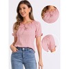 INSPIRE CHIC Women's Peasant Round Neck Ruffles Puff Sleeve Gingham Plaid Blouse - 2 of 4
