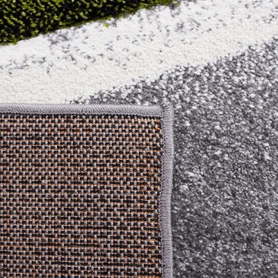 Grey and Green Abstract Synthetic 8' x 10' Area Rug