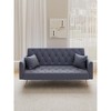VYNXARIA 71-inch convertible love seat sofa, American vintage grey velvet material, suitable for small living room, bedroom, office - 2 of 4
