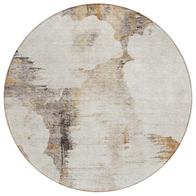 Beige Ivory And Taupe Abstract Washable Indoor Outdoor Area Rug