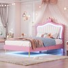 NicBex Twin/Full/Queen Upholstered Platform Bed Frame with LED Lights,Princess Bed Frame with Crown Headboard for Girls,Easy Assembly,Noise-Free - 2 of 4
