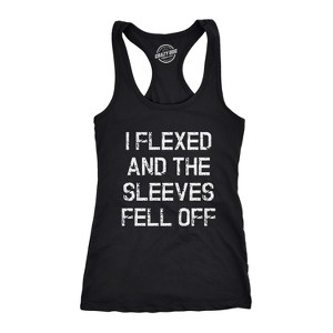 Womens I Flexed and the Sleeves Fell Off Tank Top Funny Sleeveless Workout Tee - Crazy Dog Women's Tank Top - 1 of 4