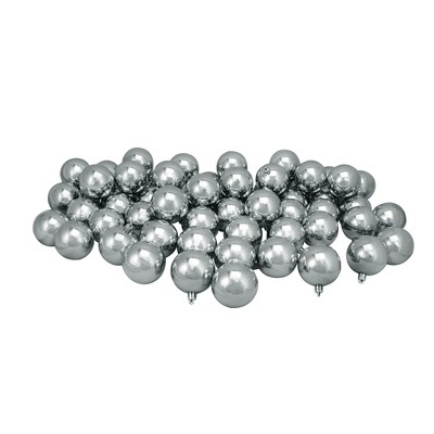 Northlight Shatterproof Shiny Christmas Ball Ornaments 2.5" (60mm) - Gray - 60ct