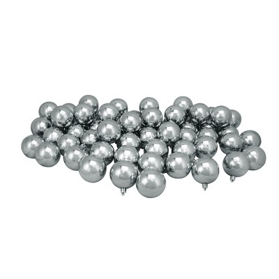 Northlight 60ct Shatterproof Shiny Christmas Ball Ornament Set 2.5" - Gray