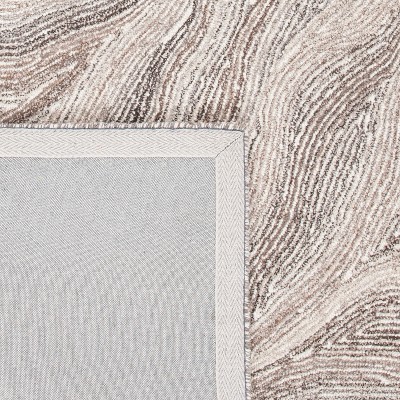 Ivory and Brown Hand-Tufted Wool 8' x 10' Rug