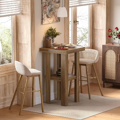 Tribesigns 39.3" Small Bar Table with Storage, High Top Pub Table, 2-Tier Square Counter Table for Home, Kitchen, Small Spaces, Party , Rustic Brown