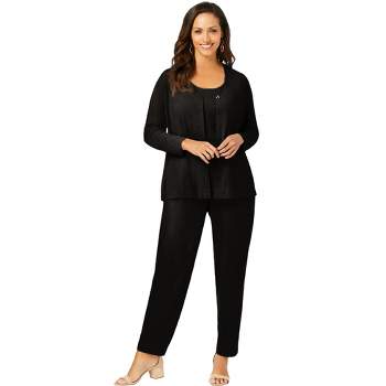 Jessica London Women's Plus Size 2-piece Stretch Knit Mockneck Mega Tunic  Set - M, Black : Target