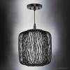 Urban Ambiance Luxury Natural Indoor Pendant,  14''H x 10"W x 10''D,  Black Rattan Finish, UHP4531 - 3 of 4