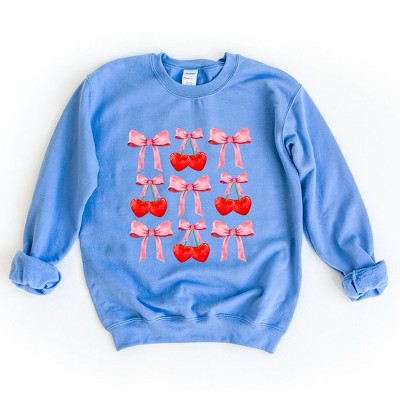 Simply Sage Market Women's Graphic Sweatshirt Cherry Coquette Bow Chart