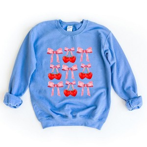 Simply Sage Market Women's Graphic Sweatshirt Cherry Coquette Bow Chart - 1 of 4