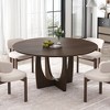 Spassway 42" Round Oak Wood Dining Table with Cross Legs Modern Kitchen Table for Seats 4 - 2 of 4