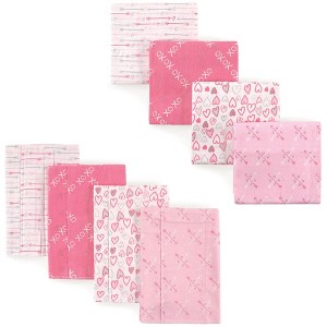 Luvable Friends Infant Girl Cotton Flannel Burp Cloths and Receiving Blankets, 8-Piece, Love, One Size - 1 of 1