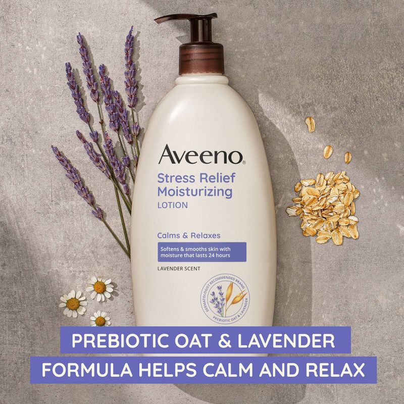 Aveeno Stress Relief Moisturizing Body Lotion with Lavender Scent, Natural Oatmeal to Calm and Relax, 5 of 13