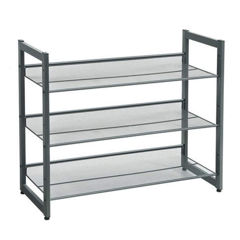 SONGMICS 3-Tier Shoe Rack Storage, Stackable Shoe Shelf Stand, Cool Gray, Size: 29.1